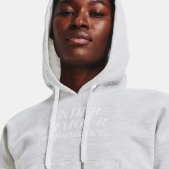 Under Armour Essential Script Γυναικεία Μπλούζα με Κουκούλα White/Ghost Gray/White -Γυναικεία Ρούχα Εκπτώσεις under armour essential script hoodie 2
