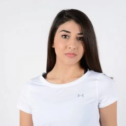 Γυναικεία Under Armour Heatgear Short SLeeve Women's T-Shirt White//Metallic Silver -Γυναικεία Ρούχα Εκπτώσεις under armour hg armour ss 2