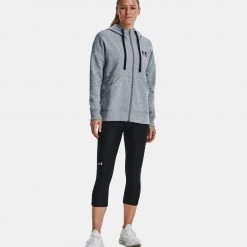 Under Armour Rival Γυναικεία Fleece Ζακέτα με Κουκούλα Steel Medium Heather/Black -Γυναικεία Ρούχα Εκπτώσεις under armour rival fleece fz hoodie 3