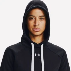 Under Armour Rival Γυναικεία Μπλούζα με Κουκούλα Black / White / White -Γυναικεία Ρούχα Εκπτώσεις under armour rival fleece hb hoodie 6