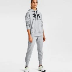 Γυναικεία Under Armour Rival Fleece Γυναικείο Παντελόνι Φόρμας Steel Medium Heather/Black/Black -Γυναικεία Ρούχα Εκπτώσεις under armour rival fleece joggers 6