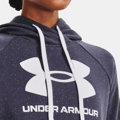Under Armour Rival Fleece Γυναικεία Μπλούζα με Κουκούλα Tempered Steel//White -Γυναικεία Ρούχα Εκπτώσεις under armour rival fleece logo hoodie 2