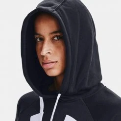 Under Armour Rival Fleece Γυναικεία Μπλούζα με Κουκούλα Black / White / White -Γυναικεία Ρούχα Εκπτώσεις under armour rival fleece logo hoodie 7