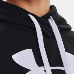 Under Armour Rival Fleece Γυναικεία Μπλούζα με Κουκούλα Black / White / White -Γυναικεία Ρούχα Εκπτώσεις under armour rival fleece logo hoodie 8