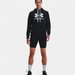Under Armour Rival Fleece Γυναικεία Μπλούζα με Κουκούλα Black / White / White -Γυναικεία Ρούχα Εκπτώσεις under armour rival fleece logo hoodie 9