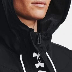 Under Armour Rush Γυναικεία Αντιανεμικό Μπουφάν BLACK/BLACK/WHITE -Γυναικεία Ρούχα Εκπτώσεις under armour rush woven fz jacket 2
