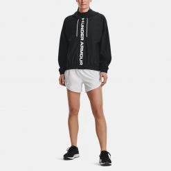 Under Armour Rush Γυναικεία Αντιανεμικό Μπουφάν BLACK/BLACK/WHITE -Γυναικεία Ρούχα Εκπτώσεις under armour rush woven fz jacket 3