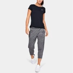 Γυναικεία Under Armour HeatGear Γυναικείο T-Shirt BLACK/METALLIC SILVER -Γυναικεία Ρούχα Εκπτώσεις under armour ua hg armour ss 4