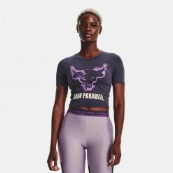 Γυναικεία Under Armour Project Rock Disrupt Bull Γυναικείο T-shirt Tempered Steel//Summit White