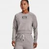 Under Armour Fleece Γυναικεία Μπλούζα Φούτερ Pewter Medium Heather//Black -Γυναικεία Ρούχα Εκπτώσεις under armour ua pjt rck hm gym flc crw 2