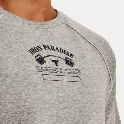 Under Armour Fleece Γυναικεία Μπλούζα Φούτερ Pewter Medium Heather//Black -Γυναικεία Ρούχα Εκπτώσεις under armour ua pjt rck hm gym flc crw 4