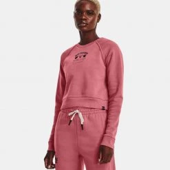 Under Armour Fleece Γυναικεία Μπλούζα Φούτερ Deco Rose//Black -Γυναικεία Ρούχα Εκπτώσεις under armour ua pjt rck hm gym flc crw 8