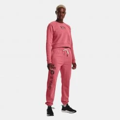 Γυναικεία Under Armour Project Rock Gym Γυναικείο Παντελόνι Φόρμας Deco Rose//Black -Γυναικεία Ρούχα Εκπτώσεις under armour ua pjt rck hm gym flc pant 3