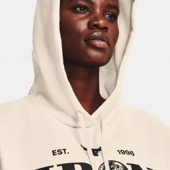 Under Armour Project Rock Rival Terry Γυναικεία Μπλούζα με Κουκούλα Dark Maroon/Blitz Red/Summit White -Γυναικεία Ρούχα Εκπτώσεις under armour ua pjt rck hm gym rvl hdy 2