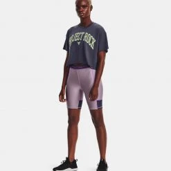 Γυναικεία Under Armour Project Rock Γυναικείο T-Shirt Tempered Steel//Phosphor Green -Γυναικεία Ρούχα Εκπτώσεις under armour ua pjt rck ss crop 3