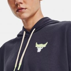 Under Armour Project Rock Rival Terry Γυναικεία Μπλούζα με Κουκούλα Tempered Steel//Summit White -Γυναικεία Ρούχα Εκπτώσεις under armour ua pjt rck ss rvl terry hdy 2