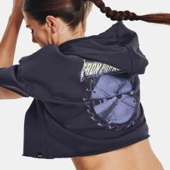 Under Armour Project Rock Rival Terry Γυναικεία Μπλούζα με Κουκούλα Tempered Steel//Summit White -Γυναικεία Ρούχα Εκπτώσεις under armour ua pjt rck ss rvl terry hdy 3