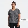 Γυναικεία Under Armour UA Tech™ Twist V-Neck Plus Size Γυναικείο T-shirt Black//Metallic Silver -Γυναικεία Ρούχα Εκπτώσεις under armour ua tech twist ssv