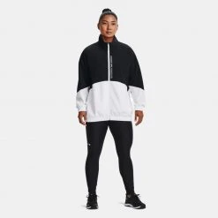 Under Armour Woven Γυναικεία Ζακέτα Black/White/Retro Pink -Γυναικεία Ρούχα Εκπτώσεις under armour woven fz oversized jacket 2