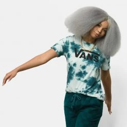 Γυναικεία Vans Logo Wash Crew Γυναικείο T-shirt Deep Teal